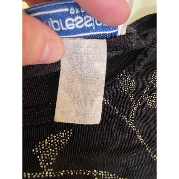 Vtg Impressions Womens Slinky Floral Glitter Top Size L NYE Dark Fairy Indie 90s - Picture 9 of 15